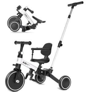 XJD 6-in-1 Folding Toddler Trike with Push Handle
