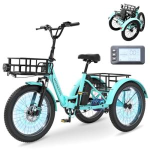 MOONCOOL 3-Wheel Folding Electric Tricycle for Adults