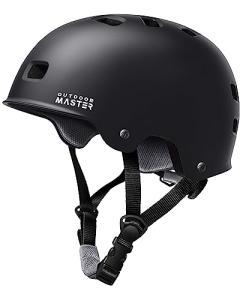 Skateboard Cycling Helmet - Removable Liners, Ventilation - Black