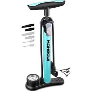 High Pressure Electric Bike Floor Pump - Blue