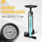 High Pressure Electric Bike Floor Pump (Blue)