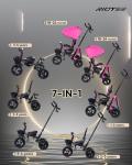 RIDEYE 7-in-1 Toddler Tricycle, Pink