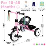 Light Pink Toddler Tricycle with Bell and Basket