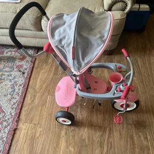 Pink Adjustable Toddler Tricycle and Stroller Combo