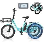 Folding Electric Trike for Adults with Basket