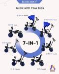 KRIDDO 7-in-1 Adjustable Tricycle Stroller for Toddlers