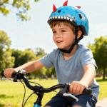 Atphfety Adjustable Toddler Bike Helmet - Blue Dinosaur