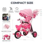 7-in-1 Folding Kids Trike with Storage, Pink