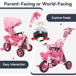 7-in-1 Folding Kids Trike with Storage, Pink