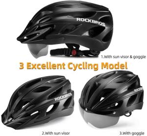 ROCKBROS Bike Helmet with Removable Goggles & Visor