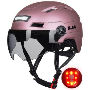 Pink USB Rechargeable Bike Helmet with LED Lights