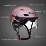Pink USB Rechargeable Bike Helmet with LED Lights