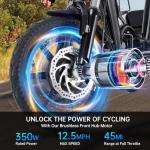 350W Folding Electric Trike for Adults, 2 Seats