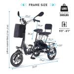 350W Folding Electric Trike for Adults, 2 Seats