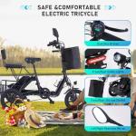 350W Folding Electric Trike for Adults, 2 Seats