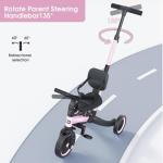 Pink 5-in-1 Kids Tricycle with Parent Handle