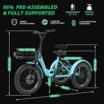 MOONCOOL 500W Folding Electric Tricycle for Adults