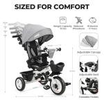 6-in-1 Kids Tricycle with Adjustable Handle and Canopy