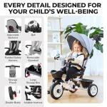6-in-1 Kids Tricycle with Adjustable Handle and Canopy