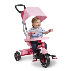 4-in-1 Pink Tricycle for Toddler Fun