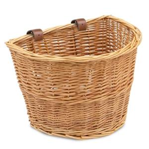 Light Brown Wicker Bike Basket for Most Bikes
