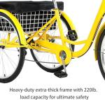 TUOKE 24" Adult Tricycle with Cargo Basket, 7 Speed