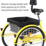 TUOKE 24" Adult Tricycle with Cargo Basket, 7 Speed