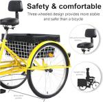 TUOKE 24" Adult Tricycle with Cargo Basket, 7 Speed