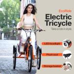 SuperHandy Electric Tricycle EcoRide: 3 Modes, 250W Motor