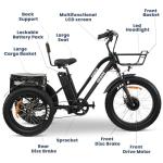 MALISA Electric 3-Wheel Trike for Adults, Long Range