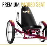 Mobo Cruiser Triton Pro Recumbent Trike. Adult 3-Wheel Beach Bike, Red, 28" x 29
