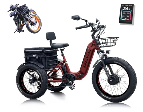 Perraro Polar Foldable Electric Trike, 750W Motor, Grocery Bag