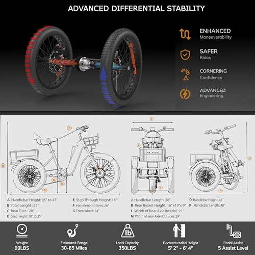 Perraro Polar Foldable Electric Trike, 750W Motor, Grocery Bag