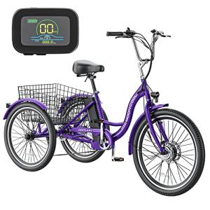 MOPHOTO Adult 350W Electric Trike, 7 Speed Tricycle