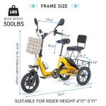 Eatich 350W Electric Tricycle, 3-Wheel Folding Ebike