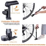 Compact Bike Pump with Gauge - High Pressure Bicycle Air Pump