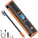 Portable Electric Bike Pump, Tire Inflator - Orange