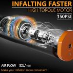 Portable Electric Bike Pump, Tire Inflator - Orange