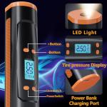 Portable Electric Bike Pump, Tire Inflator - Orange