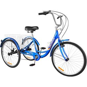 Outroad 24" 7-Speed Adult Tricycle with Large Basket