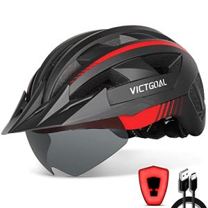 VICTGOAL USB Rechargeable Bike Helmet with Magnetic Goggles
