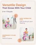 KRIDDO 2-in-1 Kids Tricycle with Push Handle