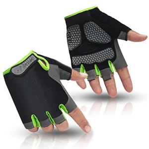 HuwaiH Lightweight Half-Finger Cycling Gloves - Black/Green