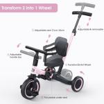 Pink 5-in-1 Kids Tricycle with Parent Handle