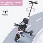 Pink 5-in-1 Kids Tricycle with Parent Handle