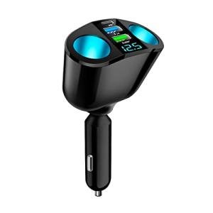 2-Socket Car Lighter Splitter with USB Fast Charger