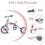 YGJT 3-in-1 Kids Folding Tricycle Bike (Pink)