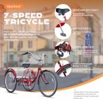Max4out 7-Speed 3-Wheel Adult Tricycle 26