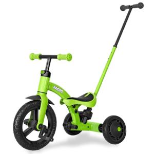 KRIDDO 4-in-1 Kids Tricycle with Push Handle