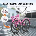 VEVOR 26" Folding Adult Tricycle with Basket
